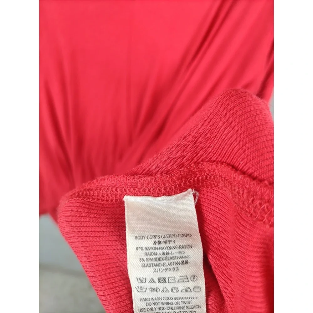 Free People Womens Sweater L Red Oversized Turtleneck‎ V Cut Out Party Holiday